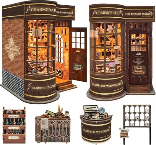 DIY Magic Book Nook Kit - 3D Wooden Puzzles for Adults and Teens,Bookshelf Decor DIY Miniature Dollhouse Kit with Led Light,Gifts for Family Friends -Magic Wand Store by Unknown