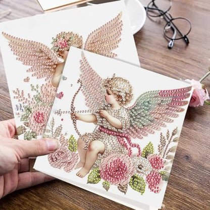 JISHSHAY 6 PCS Angel Diamond Painting Greeting Cards Angel Diamond Art Birthday Cards with Envelopes Gem Art Gem Painting Mosaic Kits for Adults for Thanksgiving Anniversary Valentine Birthday - Image 7