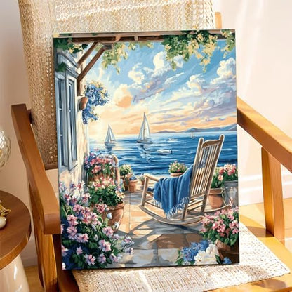 XTCIXAL Paint by Numbers Kit for Adults, Beach, 16X20 Inch - Image 2