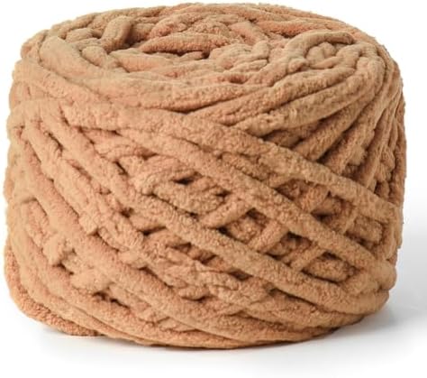 Plush Chenille Chunky Yarn 100g (49.2yd) - Fluffy Velvet Yarn Crochet for Blanket Knitting and Crocheting - Baby Yarns for Crocheting Soft - Amigurumi Yarns (Khaki) by OMoiut