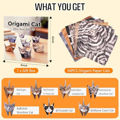 hapray 56 Sheets Cat Origami Paper Kit, Origami Kit for Kids, Origami Book - Image 4