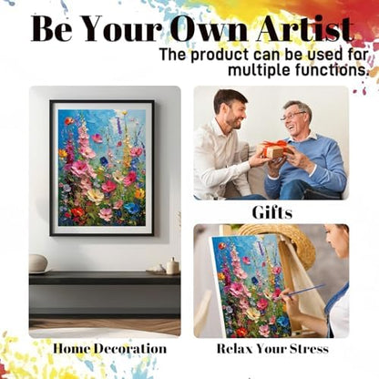 Hutarosl Flowers Paint by Numbers with Frame for Adults - with Wooden Easel,Adult Paint by Number,Flowers Canvas Paint by Numbers for Adults,Gifts and Home Decor 12x16inch - Image 7