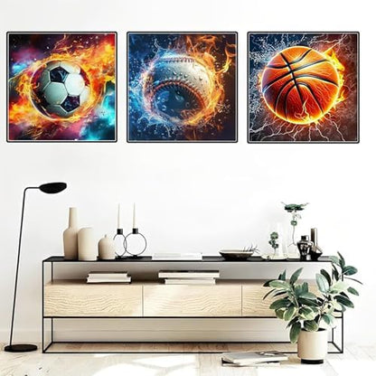 YOLENIX Paint by Numbers for Adults and Kids, 3pack Ball Games Painting by Number Kits On Canvas, Number Artist Paint by Number Kit Funny DIY, Home Wall Decor, Gifts 14X14inch - Image 4