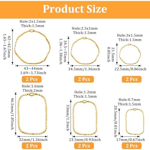 48 Pcs Alloy Open Back Bezel Pendants, 6 Styles Hollow Frame Pendants Ring for Resin Jewelry Making - Image 3