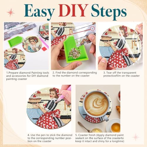 DOTZSO Diamond Art Coaster Kit 8Pcs Diamond Painting Coasters Kit 4×4in - Image 4