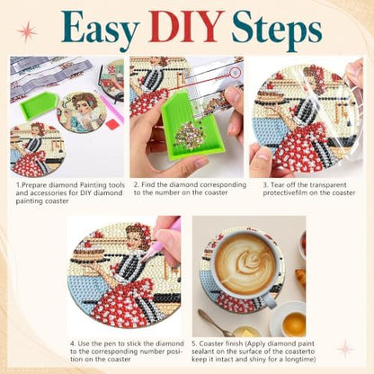 DOTZSO Diamond Art Coaster Kit 8Pcs Diamond Painting Coasters Kit 4×4in - Image 4