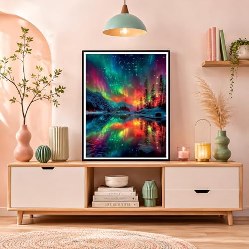 NXIKYO Aurora Paint by Numbers Kit for Adults Beginner, Starry Sky Adult Paint by Number Kits on Canvas, DIY Acrylic Oil Easy Painting by Numbers for Home Wall Decor 16 X 20 inch (Without Frame) - Image 7