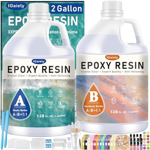 IGaiety Epoxy Resin Kit, 2 Gallon Crystal Clear Self-Leveling Resin by IGaiety