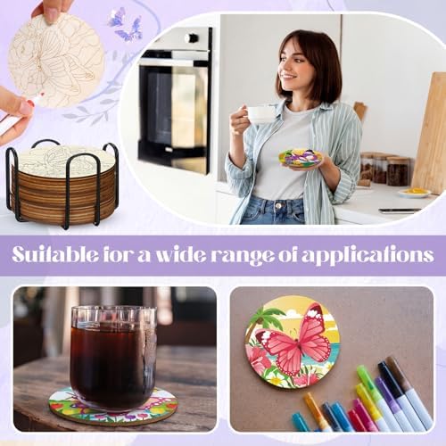 Reallnaive 45 Pcs Butterfly Wooden Coasters Painting Kit, 4 Inch Paint Your Own Boho Coasters with Markers, Mothers Day Arts and Crafts for Adults Women Seniors Elderly Crafters Gifts - Image 3