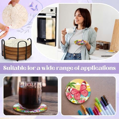 Reallnaive 45 Pcs Butterfly Wooden Coasters Painting Kit, 4 Inch Paint Your Own Boho Coasters with Markers, Mothers Day Arts and Crafts for Adults Women Seniors Elderly Crafters Gifts - Image 3