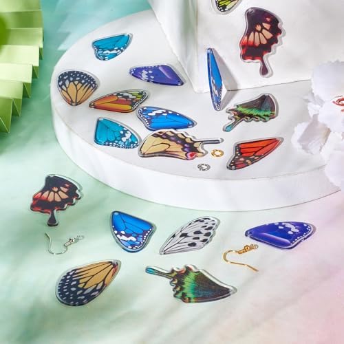 FASHEWELRY 40Pcs Acrylic Butterfly Wings Charms Fairy Wings Earring Charms Dragonfly Wings Pendants with 120Pcs Earring Hooks & Jump Rings for Crafts Jewelry Making - Image 4