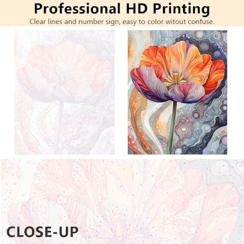 TUMOVO Paint by Numbers for Adults Beginner Marble Striped Flowers - Image 5