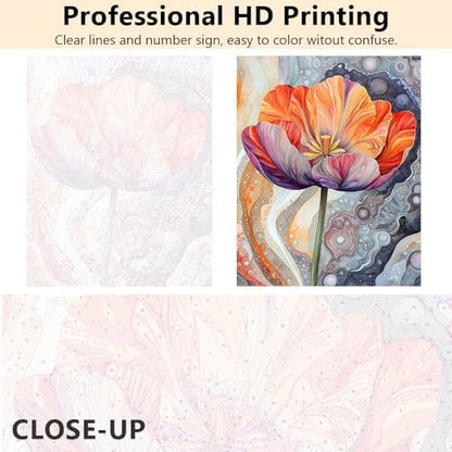 TUMOVO Paint by Numbers for Adults Beginner Marble Striped Flowers - Image 5