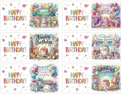 6PCS Diamond Art Painting Greeting Cards Kit, Birthday Themed DIY Card Making Set with Crystals and Envelopes, Creative Craft for Adults, Fun Party Activity and Personalized Gift - Image 3