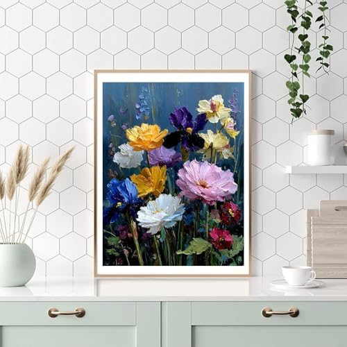 Flowers Paint by Numbers Kit for Adults 16x20 Inch Frameless Wildflowers - Image 5