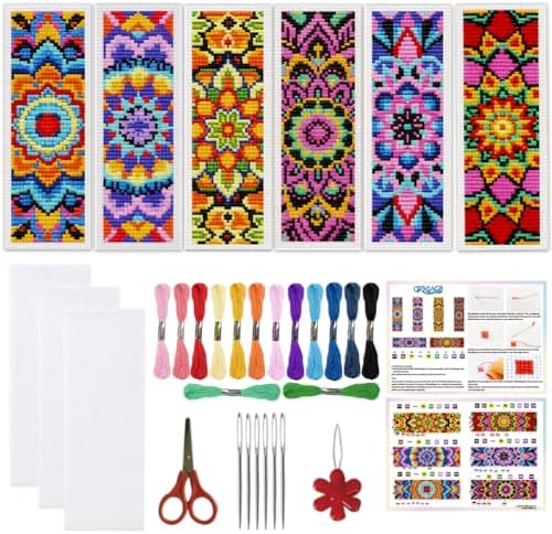 ORIGACH 6 Set Boho Mandala Cross Stitch Bookmark Kit for Beginner by ORIGACH