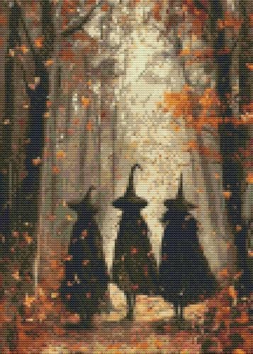 Eiazuiks Halloween Stamping Cross Stitch Kit,Witchs Halloween Counting Cross Stitch Kit for Adult Beginners, Full Line DIY Stitching Kit for Home Decor Cross Stitch Patterns 12x16 inches by Eiazuiks