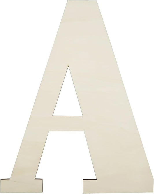 Big Unfinished Wooden Letters for Wall Decor 12 Inch Large Wooden Alphabet Blank Unfinished Wooden Letters for Craft Projects Birthday Party Wedding Wine Bar Sign - A