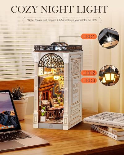 Rolife 3.5 hrs Beginner Friendly Book Nook - 3D Wooden Puzzle with LED Lights and Dust Cover - DIY Miniature House Kit Bookshelf Insert Decor - Arcade Dating (TGB10) - Image 3