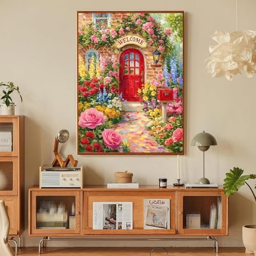 Welcome Flower Paint by Numbers Kit for Adults Framed Canvas, Frameworkless - Image 5