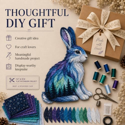 Northern Lights Animal Embroidery Kit DIY Fabric Patchwork Craft Set (R+O) - Image 3