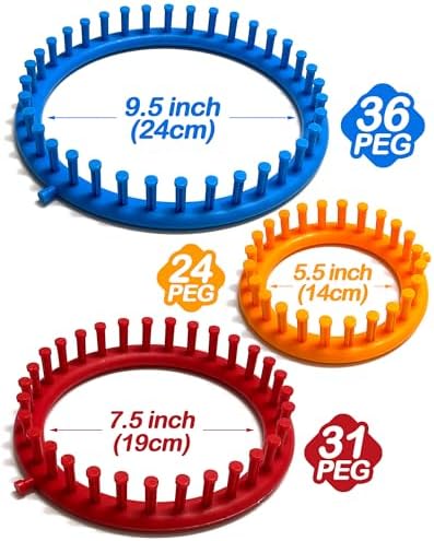 UCDRMA Loom Knitting Kit with Step-by-Step Instructions, Cost-Effective 3 Size Round Knitting Loom for Beginners, Easy & Quick Hat Knitting Loom Set/Scarf Loom Knitting Set with 3 Hooks & 6 Needles - Image 5