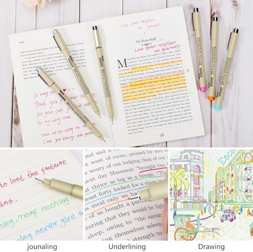 Muchcute 01 Micro Fineliner Drawing Art Pen,12 Colors 0.25mm No Bleed Bible - Image 6