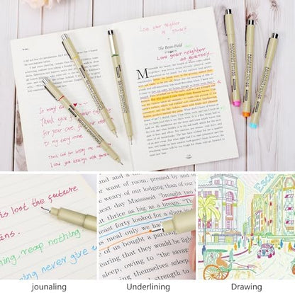 Muchcute Micro Fineliner Drawing Art Pens: 20 Set (12 Colors 01 & 8 Black) - Image 5