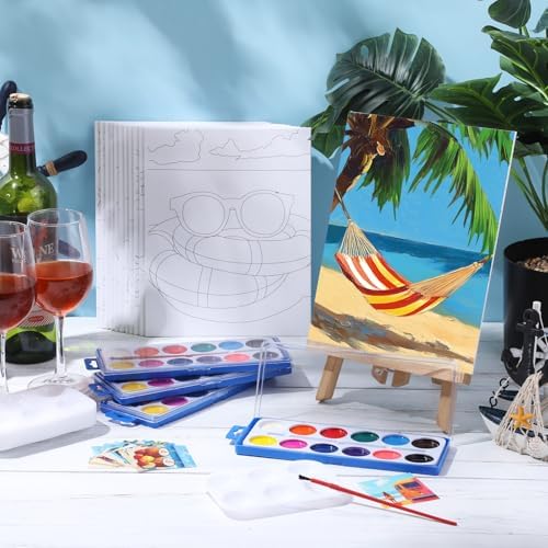 Ctosree 12 Sets Pre Drawn Canvas Kit for Painting,Hawaii Vacation,8 x 10 in - Image 2