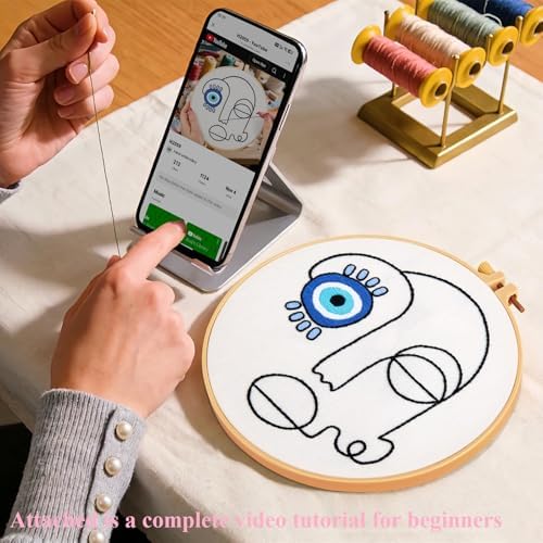 Beginner Embroidery Starter Kits, Abstract Embroidery Kits for Beginners Adults, Stamped Cross Stitch Kits for Beginners Adults Craft Kits for Women, Entire Set of Embroidery Supplies & Video Tutorial - Image 4