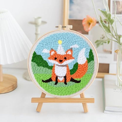 LACHLAND Punch Needle Kit Beginners, Landscape Stitching Kit for Adults&Teens DIY Embroidery Starter Craft with Yarn Needle Tool Easy Hobby Home Decor Gifts for Craft Lover (Fox) - Image 2