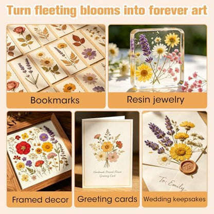 Bemoauty Flower Pressing Kit for Adults and Teens, 6 Layers Wood Flower Press 11.8" x 8", Flower Preservation Kits with 6 Sponge Sheet, Drying Plates and 24 Lining Papers, DIY Art & Crafts Gift - Image 4