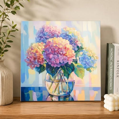 AUKELHJ Framed Paint by Numbers Kit for Adults, Hydrangea, 10x10 inch - Image 2