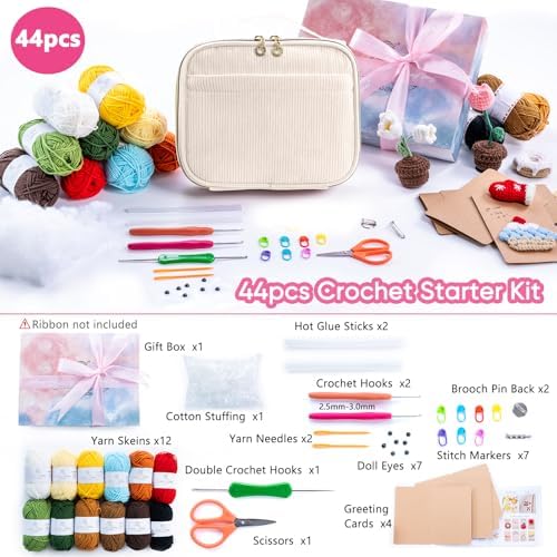 MYBAGZING Crochet Kit for Beginners, Complete Starter Set with Yarn, Ergonomic Crochet Hooks, Needles, Crochet Accessories and Suppliers for Crochet Beginner Projects, Knitting Kit for Adult - Image 2