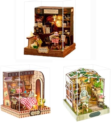 Book Nook Kit, DIY Miniature House Kit with LED, 3D Wooden Puzzles for Adults Mini House Building Kit, Dollhouse Kit Bookshelf Insert Decor Creative Gifts (K078-079-080.) by Unknown