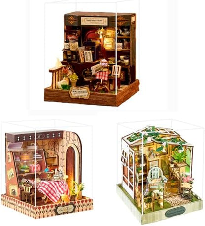 Book Nook Kit, DIY Miniature House Kit with LED, 3D Wooden Puzzles for Adults Mini House Building Kit, Dollhouse Kit Bookshelf Insert Decor Creative Gifts (K078-079-080.) by Unknown