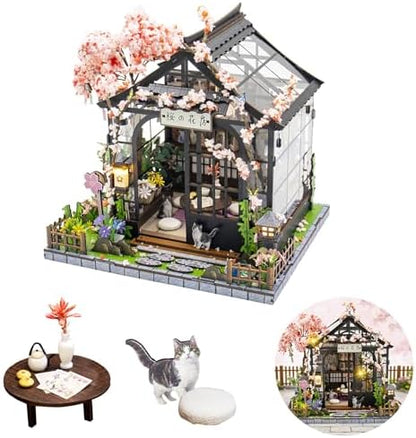 DIY Miniature House Kit Dollhouse Kit for Adults Japanese Greenhouse by Flybean-WonderlandinYourHands