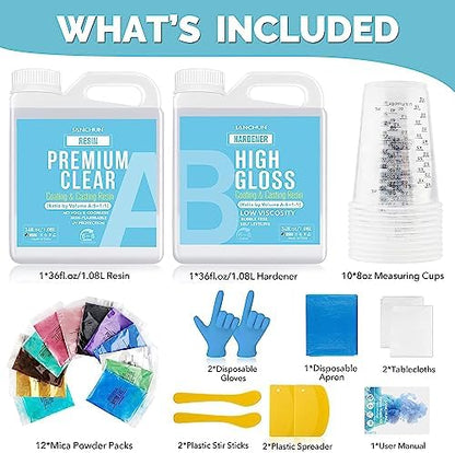 JANCHUN Epoxy Resin Kit 72oz, Bubble Free Crystal Clear Resin - Image 7