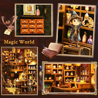 Book Nook Kit Magic Lab DIY 3D Puzzle Wooden Dollhouse with LED Light - Image 4