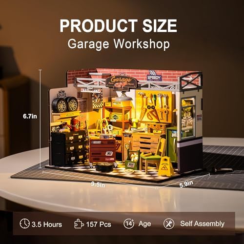 ROBOTIME Miniature House Kit DIY Mini Garage Workshop Tiny Model House Building Kit with LED Decorative Craft for Adults Hobby Gift - Image 5