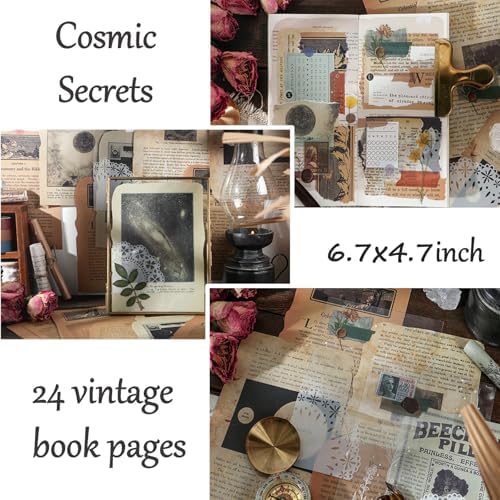 Vintage Aesthetic Scrapbook Supplies Kit with Scrapbook Paper, Stickers for Scrapbooking, DIY Albums, Junk Journals, Bullet Journals, Celestial Universe Planets Space Collage Decor (Dark4 125 Pcs) - Image 3