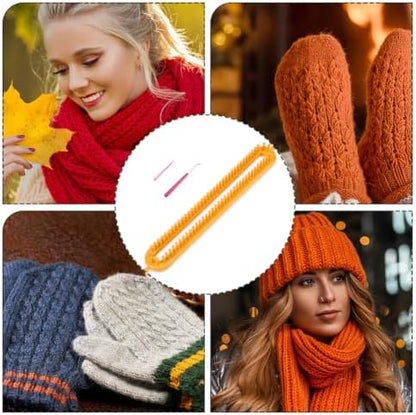 Hobbspring Knitting Loom Set Rectangular Knitting Board Loom 13.9x2in Plastic Darning Needle Crochet Yellow Scarf Looms Long Hats Shawl Making Tool DIY Yarn Weaving Kits for Women Adults Beginners - Image 6