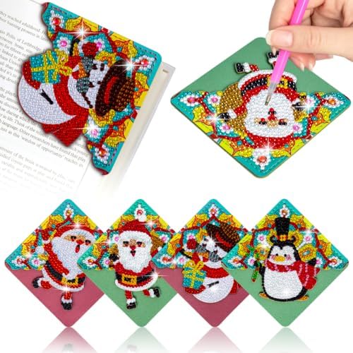 WIVICO 4Pcs Diamond Painting Bookmarks, Diamond Pearl Art Kits for Adults by WIVICO