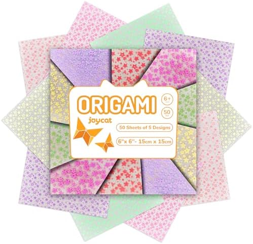 JoyCat Pastel Glow in the Dark Origami Paper, 50 Sheets, 6x6 Inch by JOYCAT