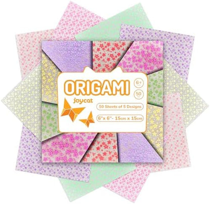 JoyCat Pastel Glow in the Dark Origami Paper, 50 Sheets, 6x6 Inch by JOYCAT
