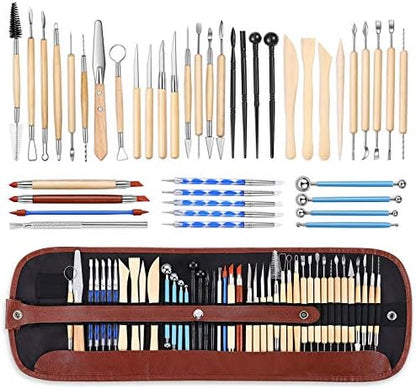 ISSEVE 43Pcs Pottery Clay Sculpting Tools, Clay Tool with Carrying Case Bag by ISSEVE