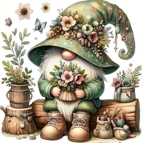 DYAIANGMU Gnome Stamped Cross Stitch Kit for Adults 13.7x13.7 inches by Unknown