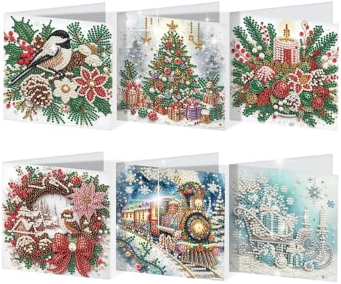 Artiphile DIY Pearl Art Painting Greeting Card Set Crafts Decor 6-Piece Foldable Cards Kit with Envelopes and Tools for Holiday Wishes Adult Crafting Project-Christmas-3 by Artiphile