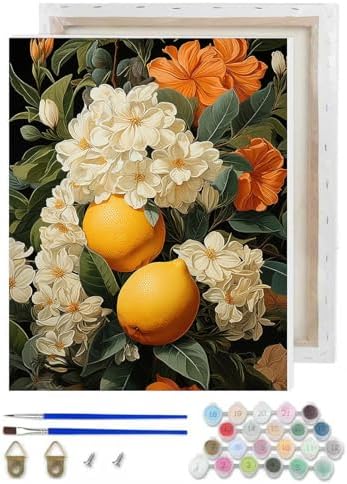 VIGEGU Lemon Flower Paint by Numbers Kit for Adults Beginner with Framed by VIGEGU