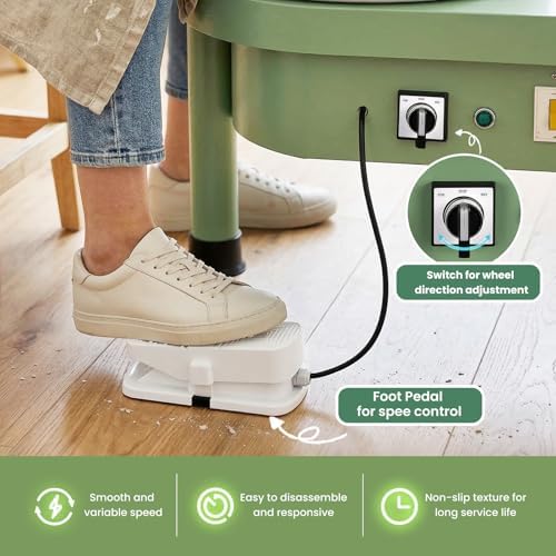 Huanyu Pottery Wheel Machine 10" with Foot Pedal for Adults Beginners - Image 3